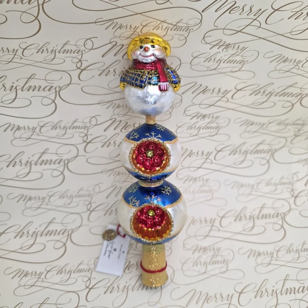 Christopher Radko Chilly Ball Gem Finial Reflector Snowman Poland 2005 8.5